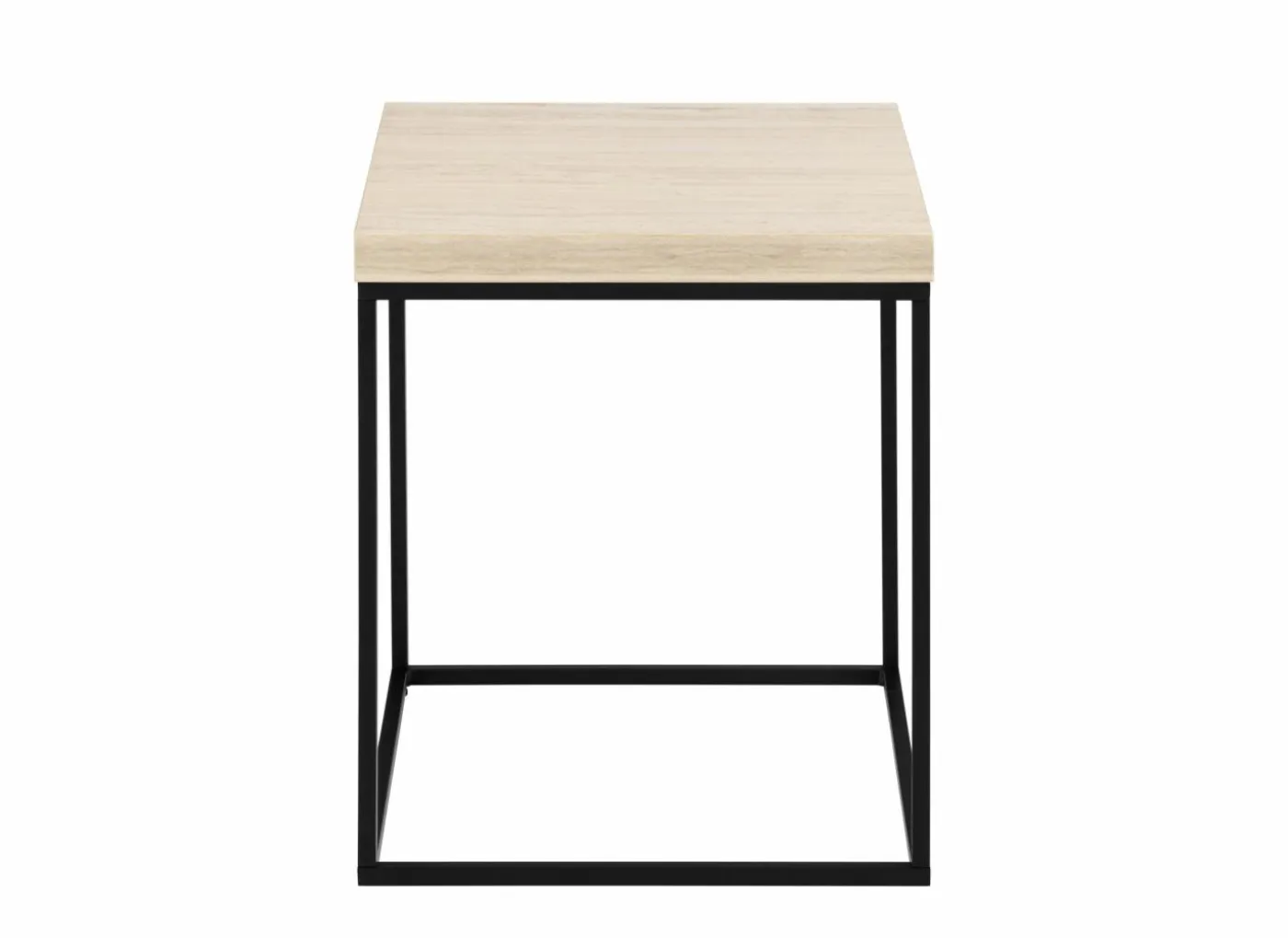 Salontafel 40x40x45cm - decor & staal - travertijn look & zwart