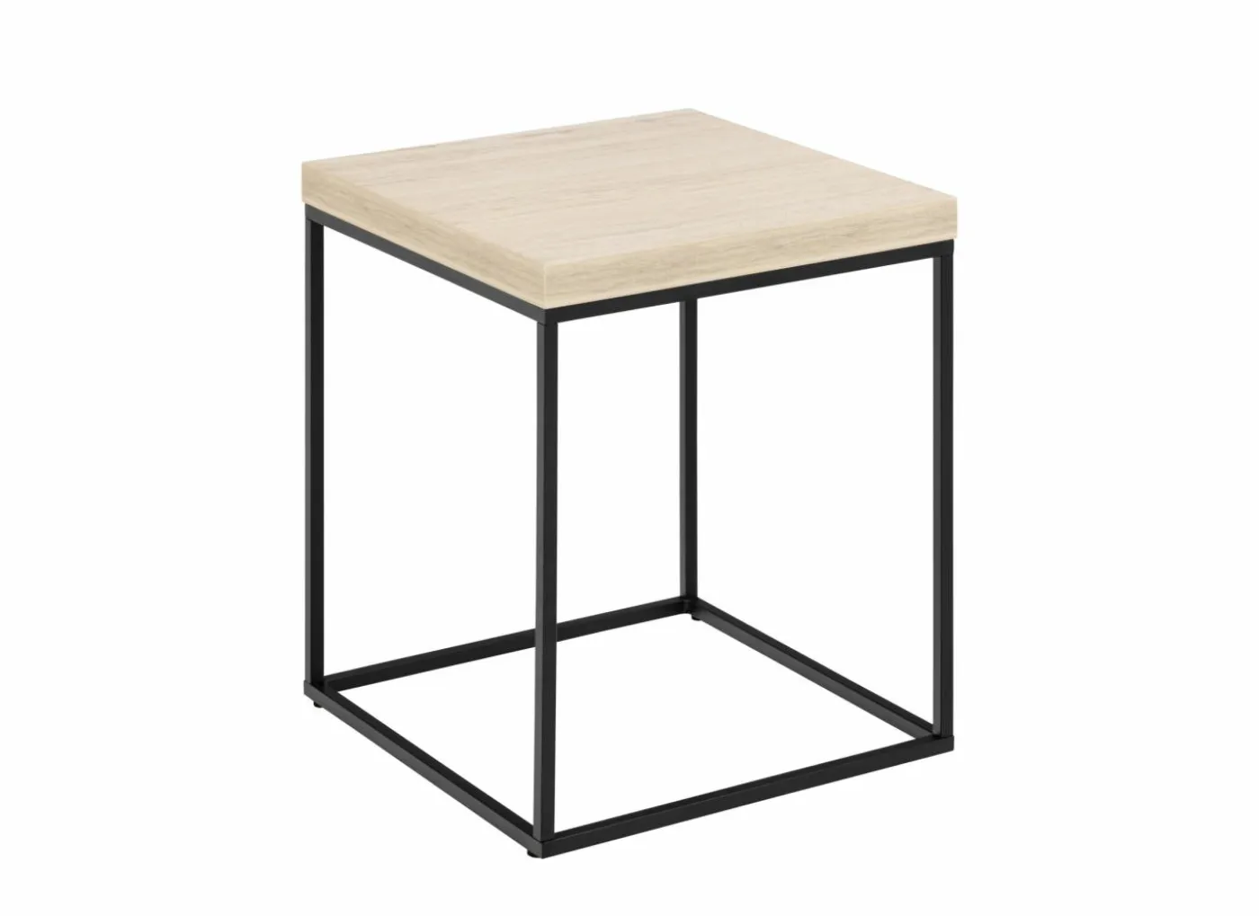 Salontafel 40x40x45cm - decor & staal - travertijn look & zwart