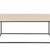 Salontafel 110x55x45cm - decor & staal - travertijn look & zwart