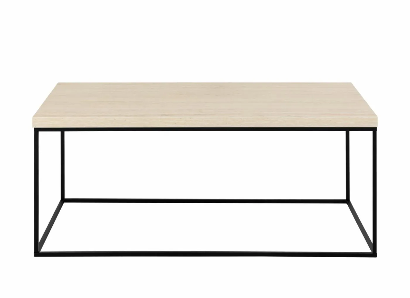Salontafel 110x55x45cm - decor & staal - travertijn look & zwart