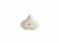 Schaal Peer 19x14cm - keramiek - groen/wit
