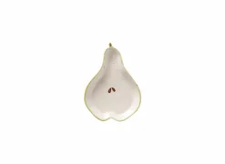 Schaal Peer 19x14cm - keramiek - groen/wit