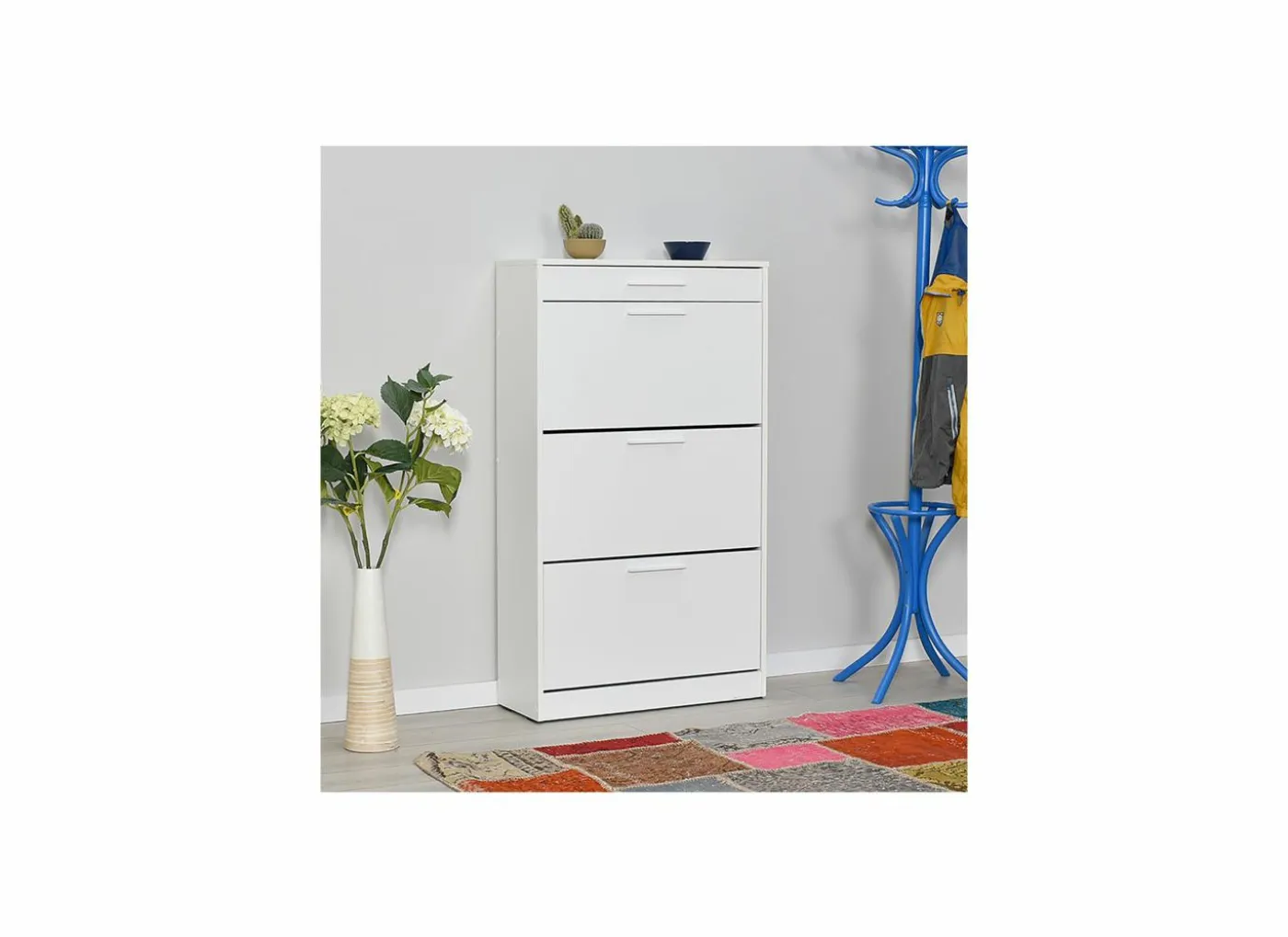 Schoenenkast Bagan 75x29x128cm - melamine - wit