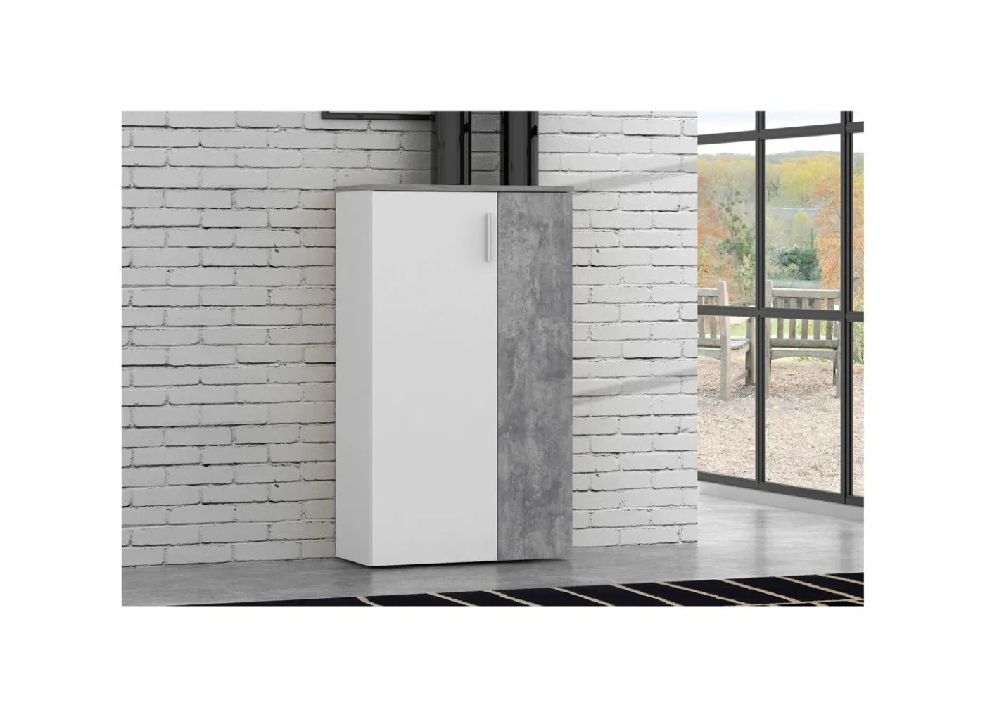 Schoenenkast Boots 69x34x120cm - decor - wit & beton