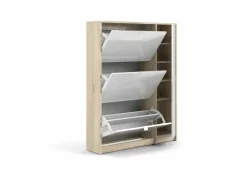 Schoenenkast Bright 102x24x125cm - decor - eik & wit hoogglans