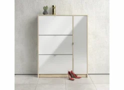 Schoenenkast Bright 102x24x125cm - decor - eik & wit hoogglans