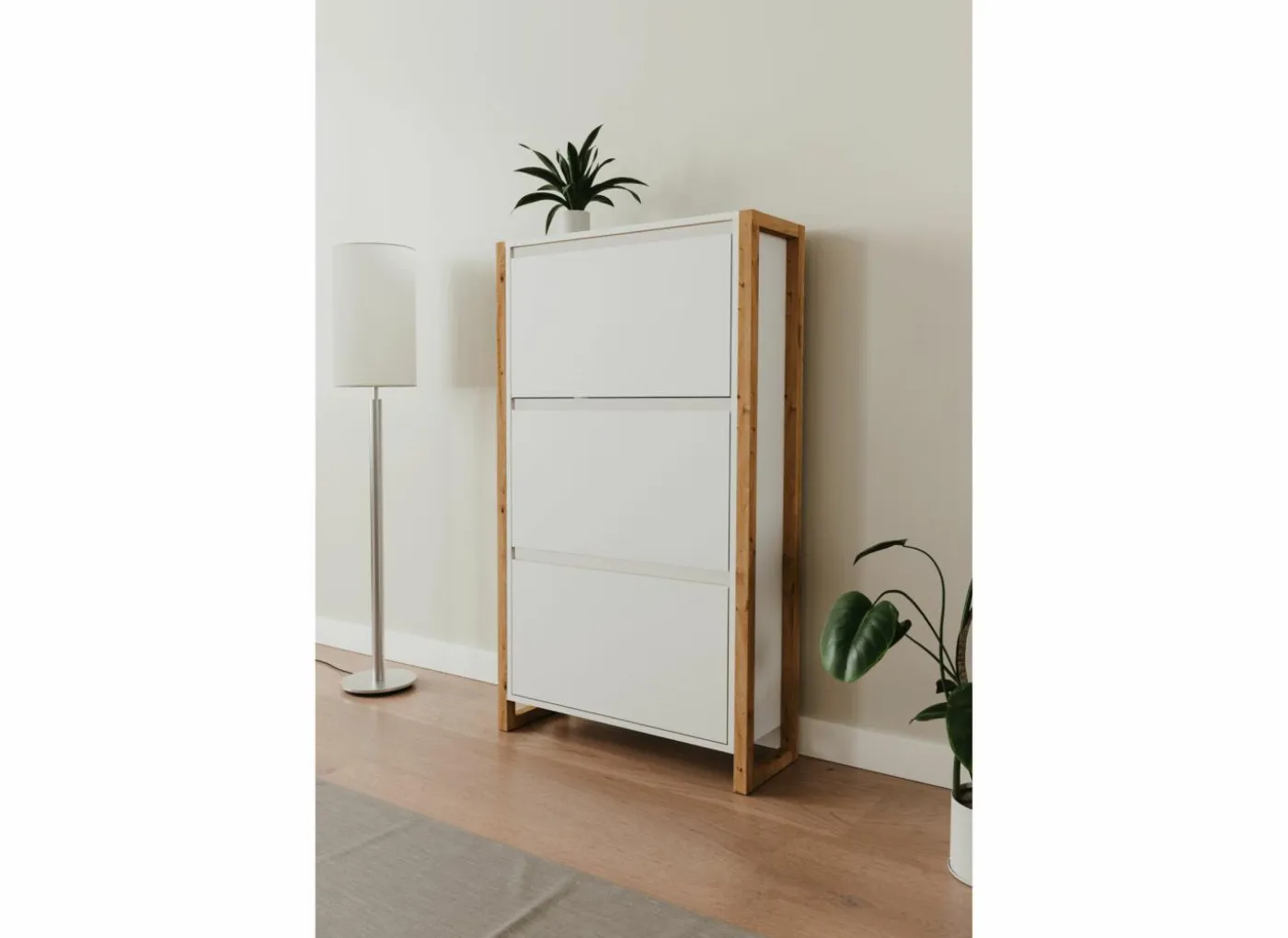 Schoenenkast Denver 70x25x125cm - decor - wit & artisanale eik
