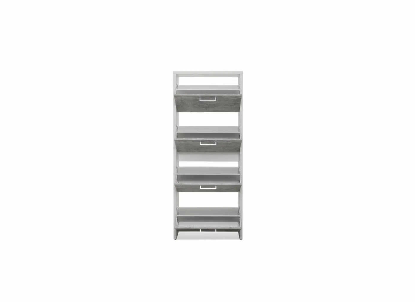 Schoenenkast Fulda 60x25x152cm - melamine - beton & wit