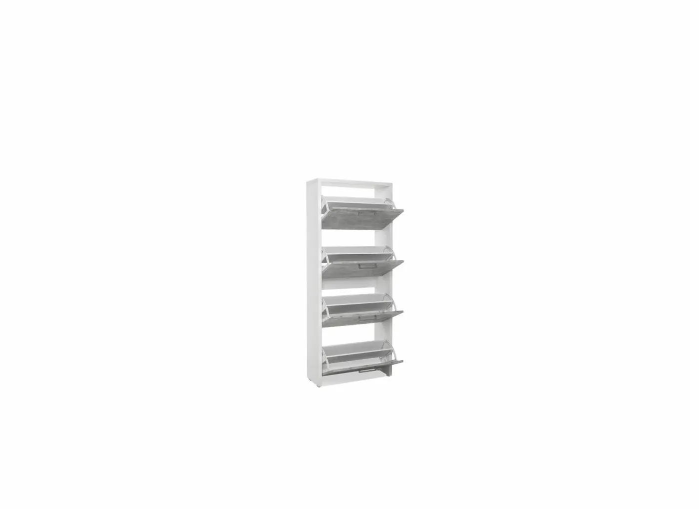Schoenenkast Fulda 60x25x152cm - melamine - beton & wit