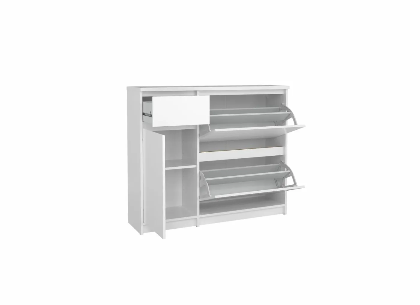 Schoenenkast Naia 109x32x93cm - decor - wit hoogglans