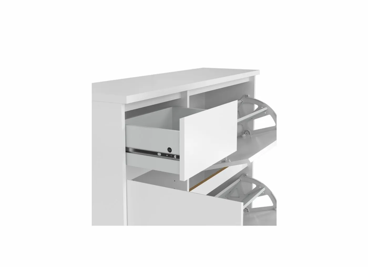 Schoenenkast Naia 109x32x93cm - decor - wit hoogglans