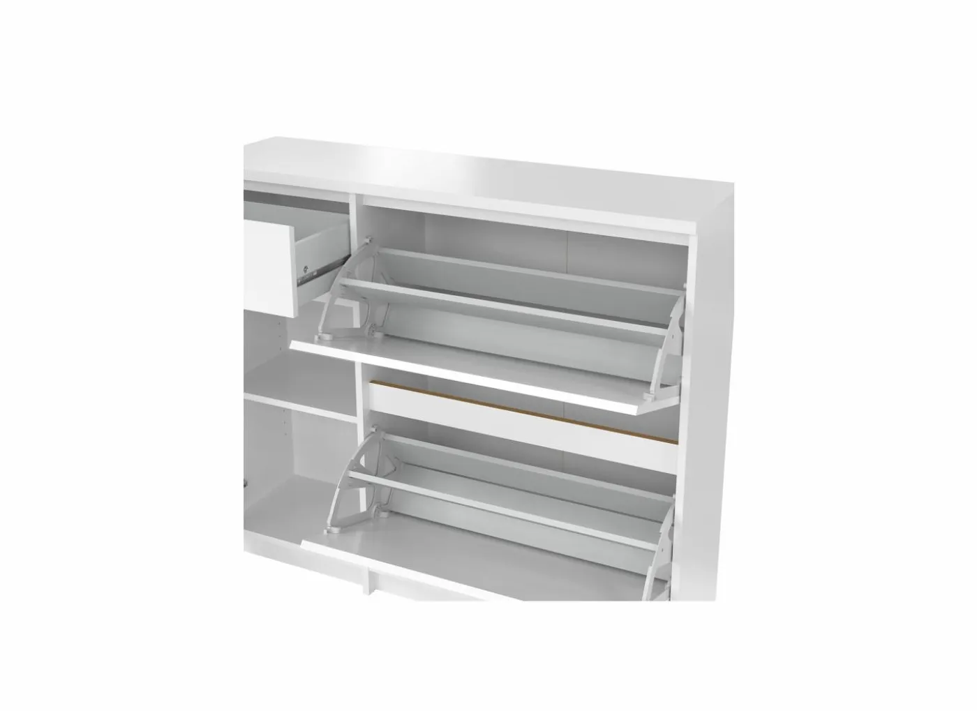 Schoenenkast Naia 109x32x93cm - decor - wit hoogglans