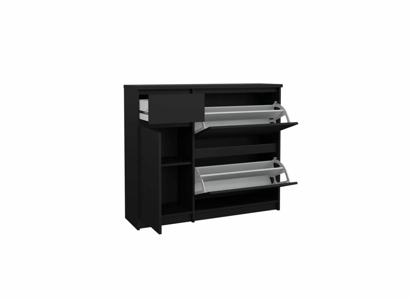 Schoenenkast Naia 109x32x93cm - decor - mat zwart