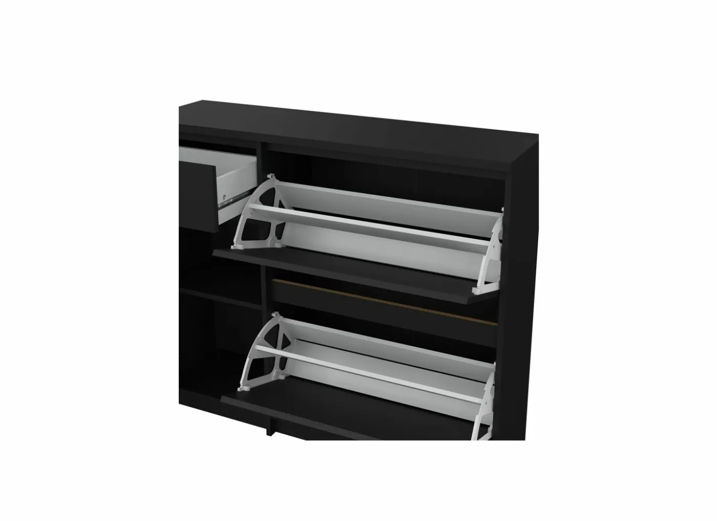 Schoenenkast Naia 109x32x93cm - decor - mat zwart