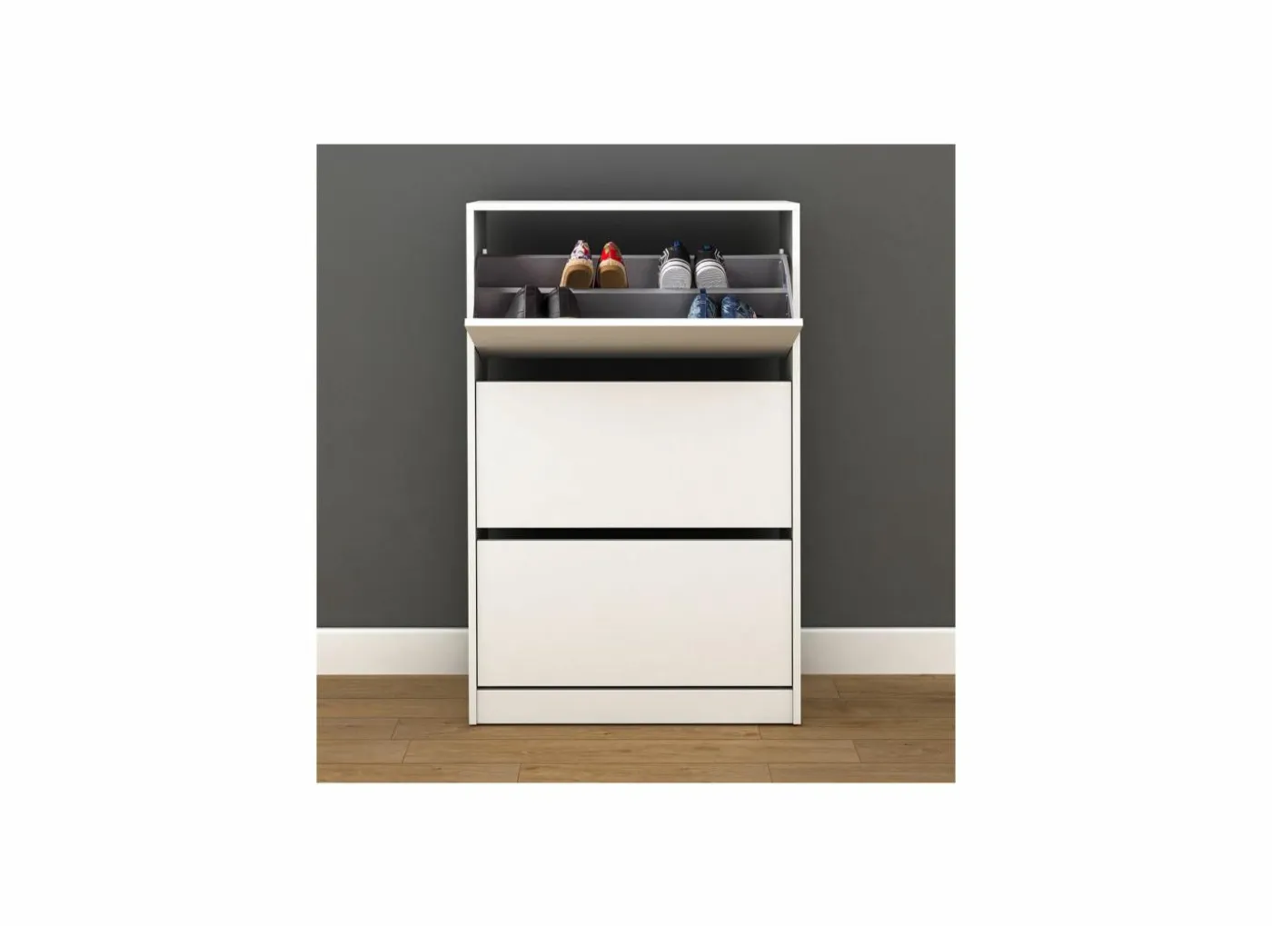 Schoenenkast Wellington 73x26x119cm - melamine - wit
