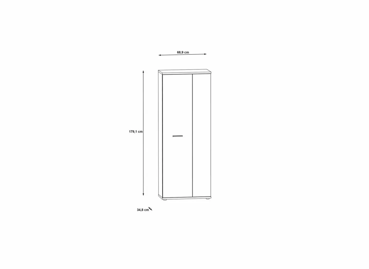 Schoenenkast 69x35x179 - decor - wit