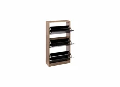 Schoenenkast Zwart 60x23,3x119,5cm - decor - zwart & naturel