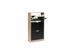 Schoenenkast Zwart 60x23,3x119,5cm - decor - zwart & naturel