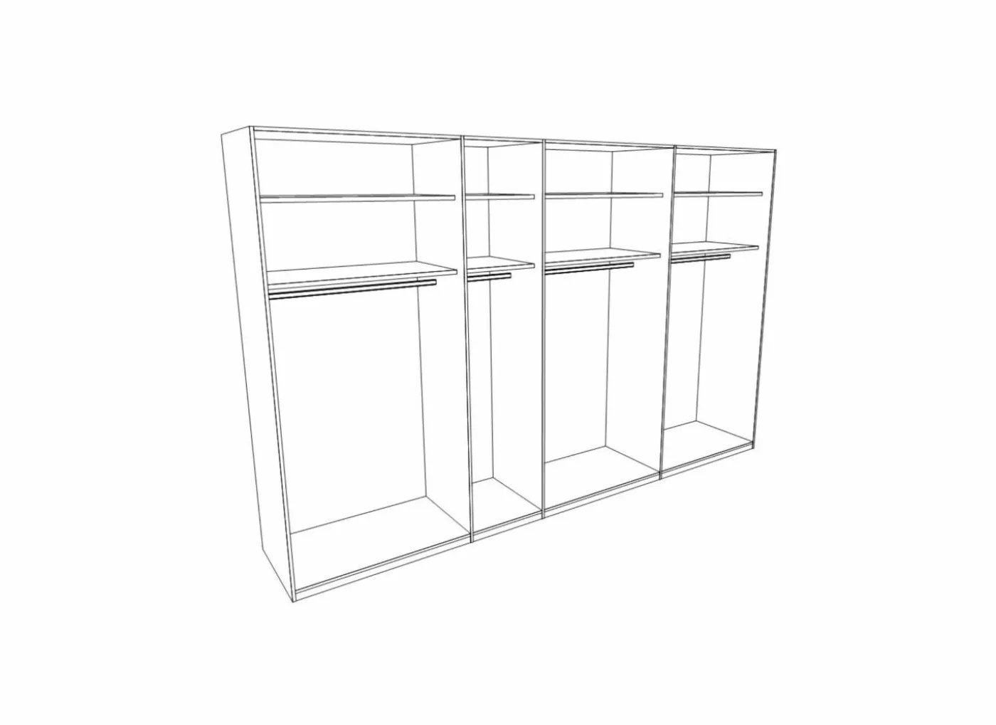 Schuifdeurkast 315cm - decor - metallic grijs & chroom