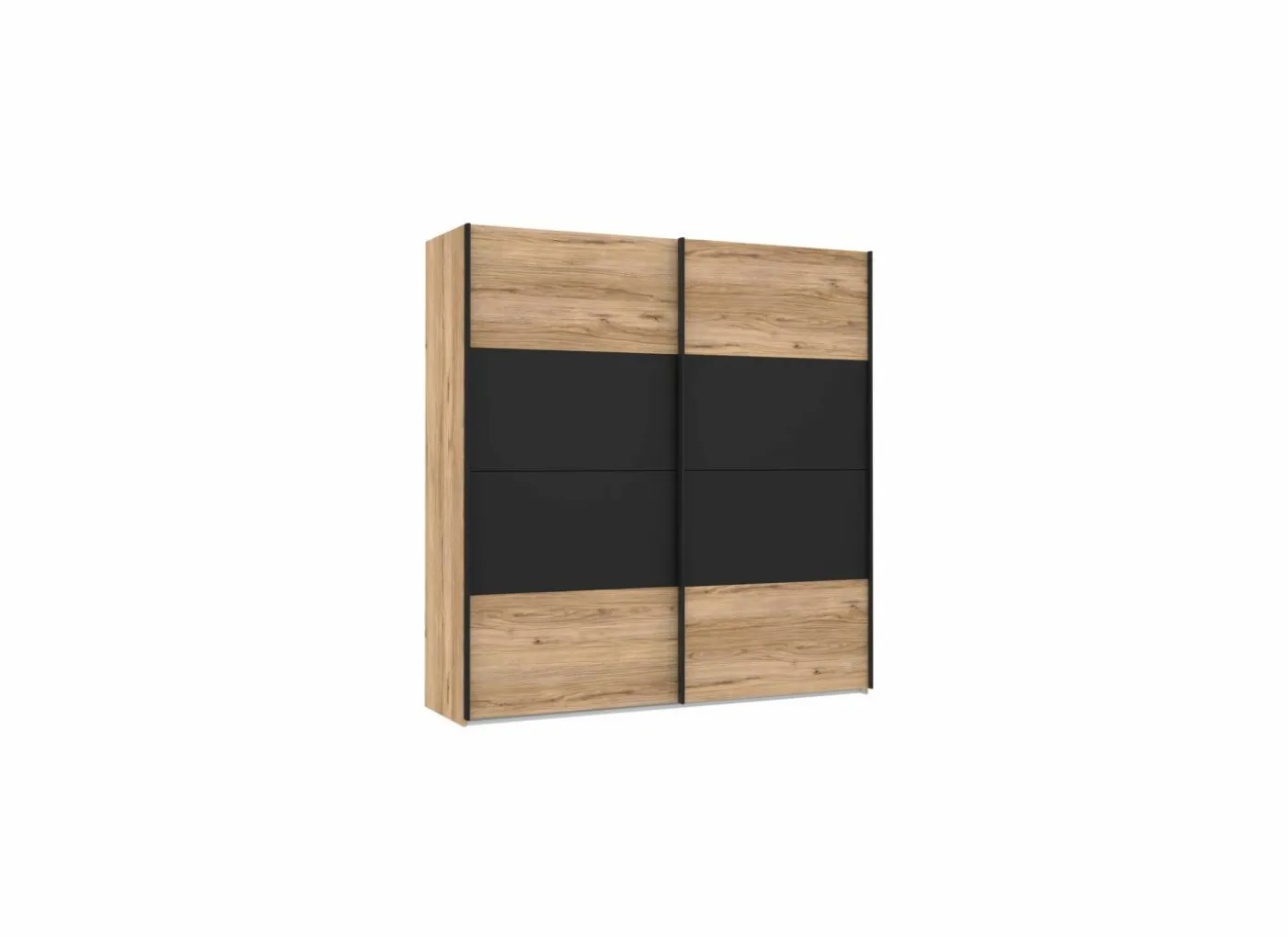 Schuifdeurkast Dalate 200cm - decor - kastanje eik & mat zwart