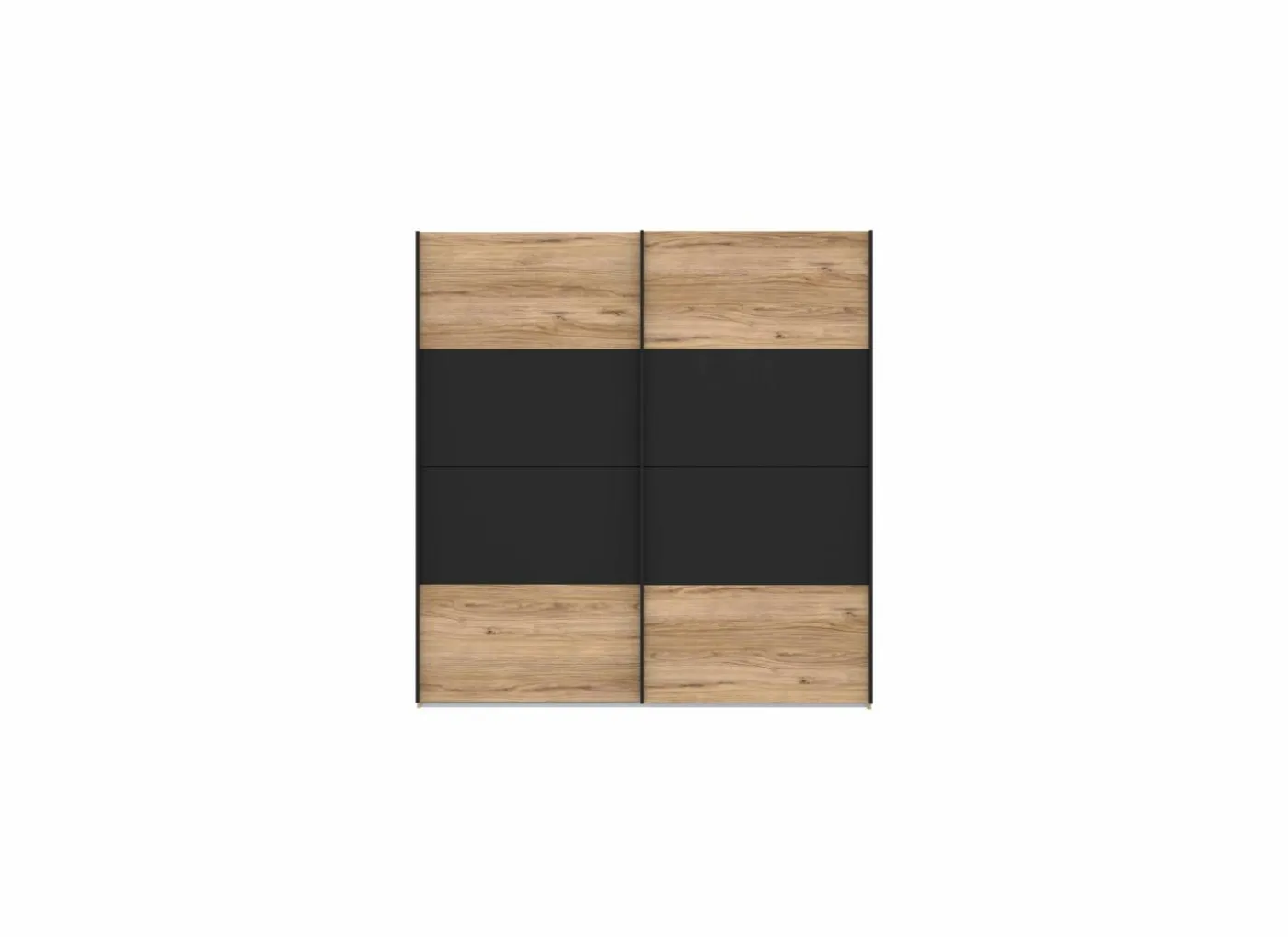 Schuifdeurkast Dalate 200cm - decor - kastanje eik & mat zwart
