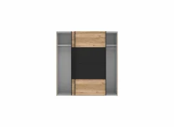 Schuifdeurkast Dalate 200cm - decor - kastanje eik & mat zwart