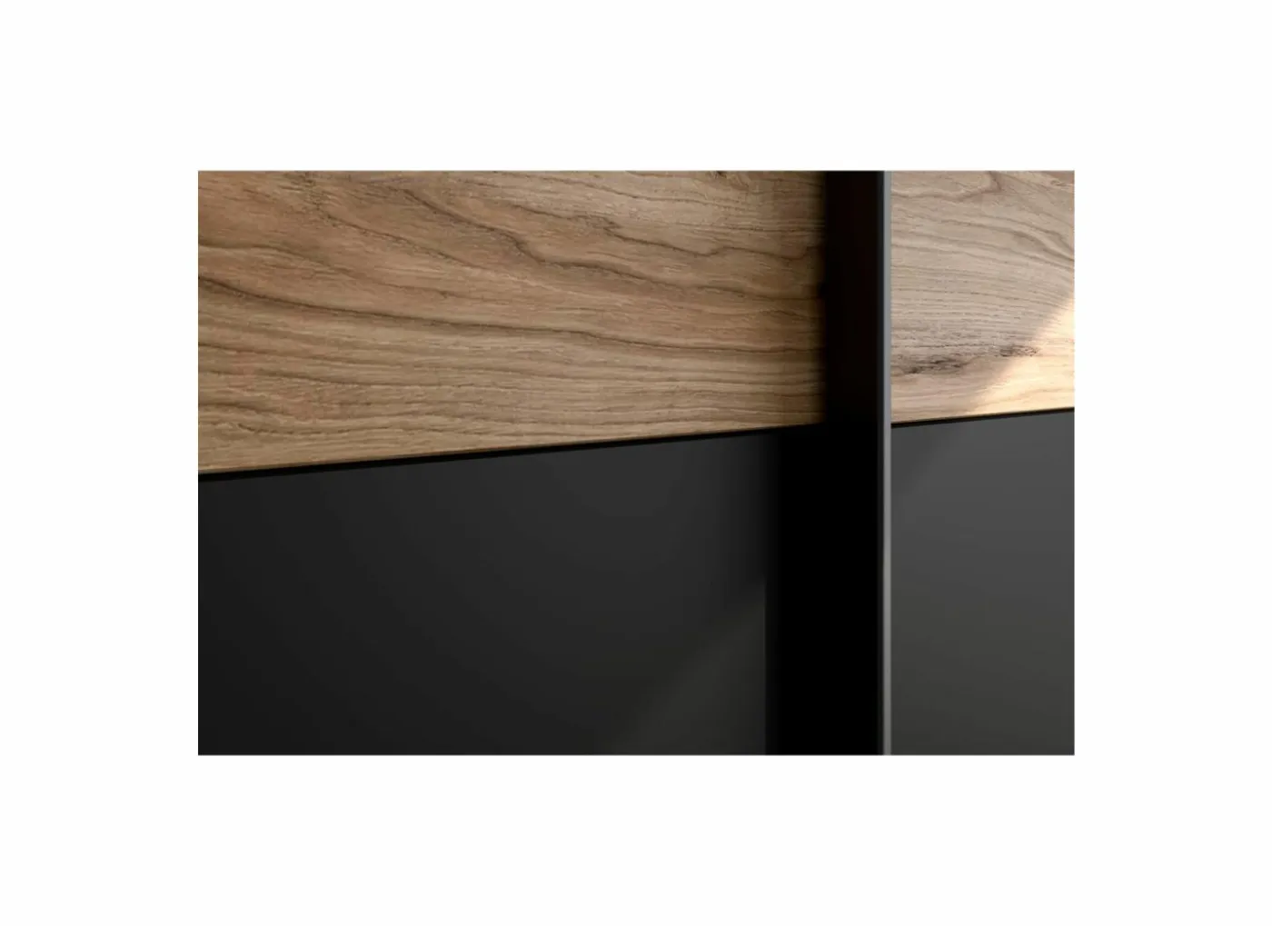 Schuifdeurkast Dalate 200cm - decor - kastanje eik & mat zwart