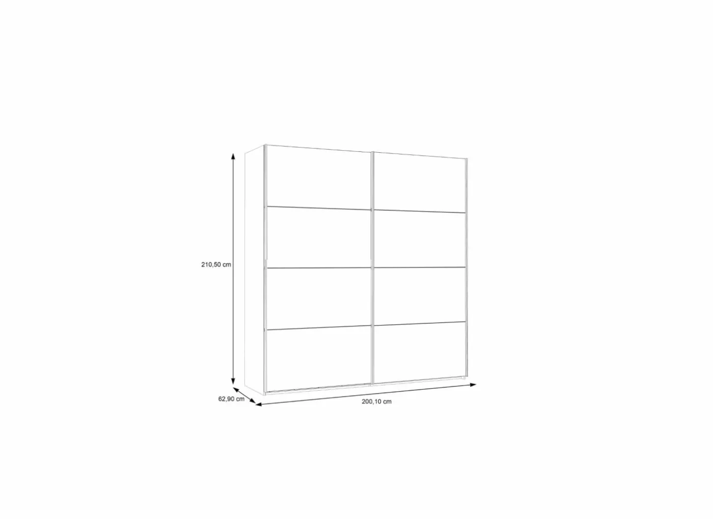 Schuifdeurkast Dalate 200cm - decor - kastanje eik & mat zwart