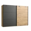Schuifdeurkast Detroit 300cm - decor - bruin & zwart