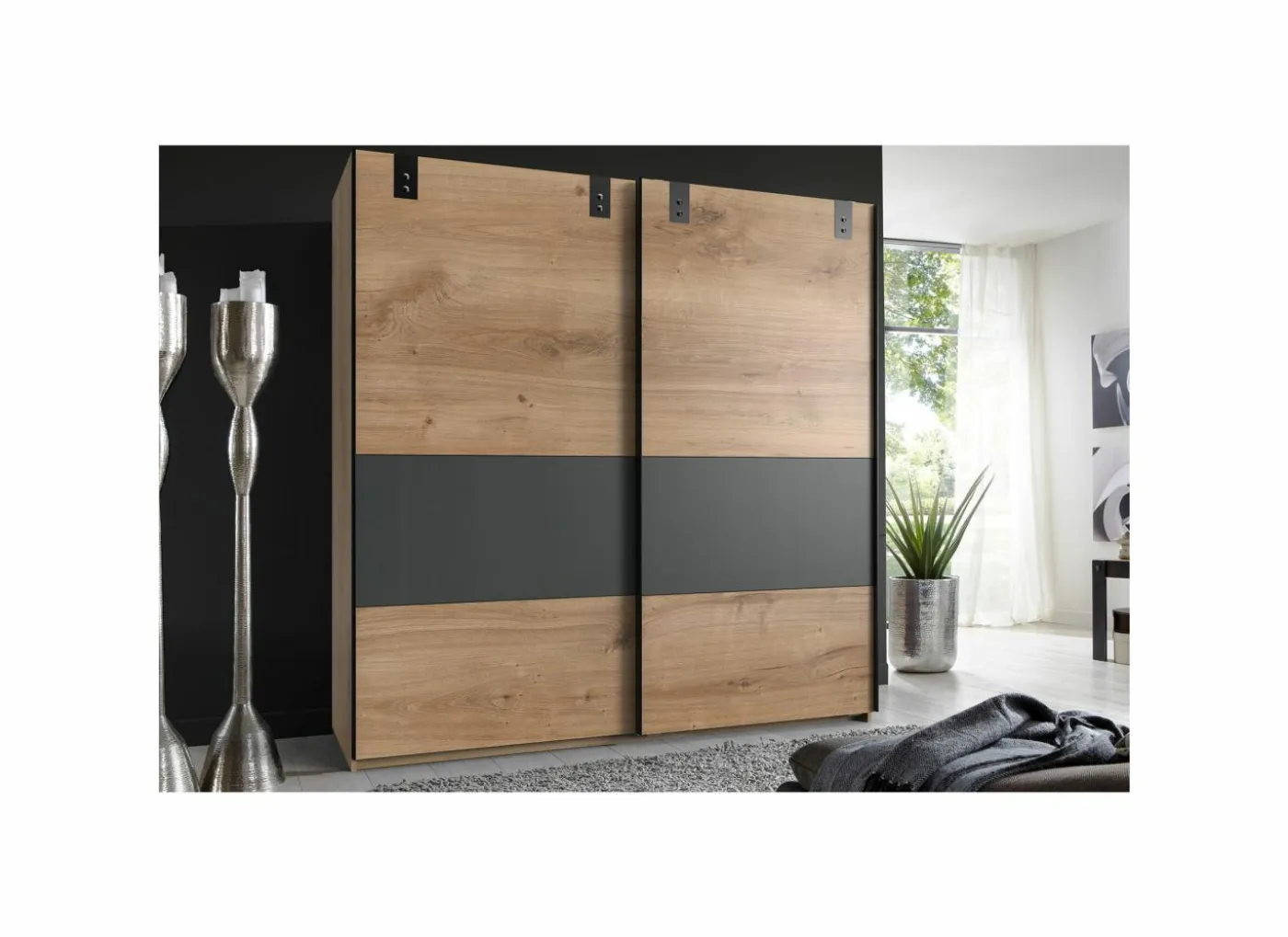 Schuifdeurkast Dublin 180cm - decor - grafiet
