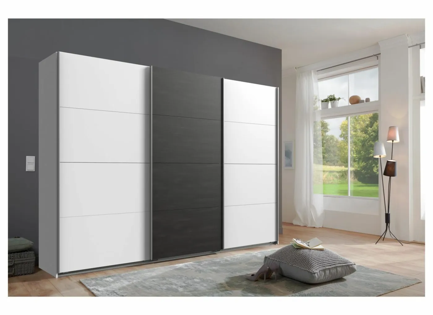 Schuifdeurkast Minden 270cm - decor - wit
