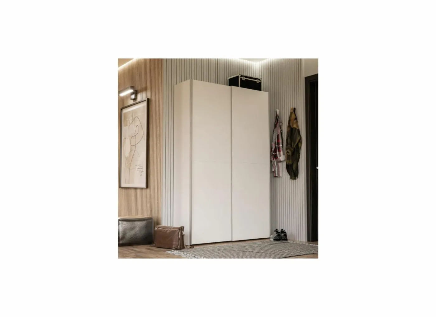 Schuifdeurkast Ozzula 120cm - decor - wit