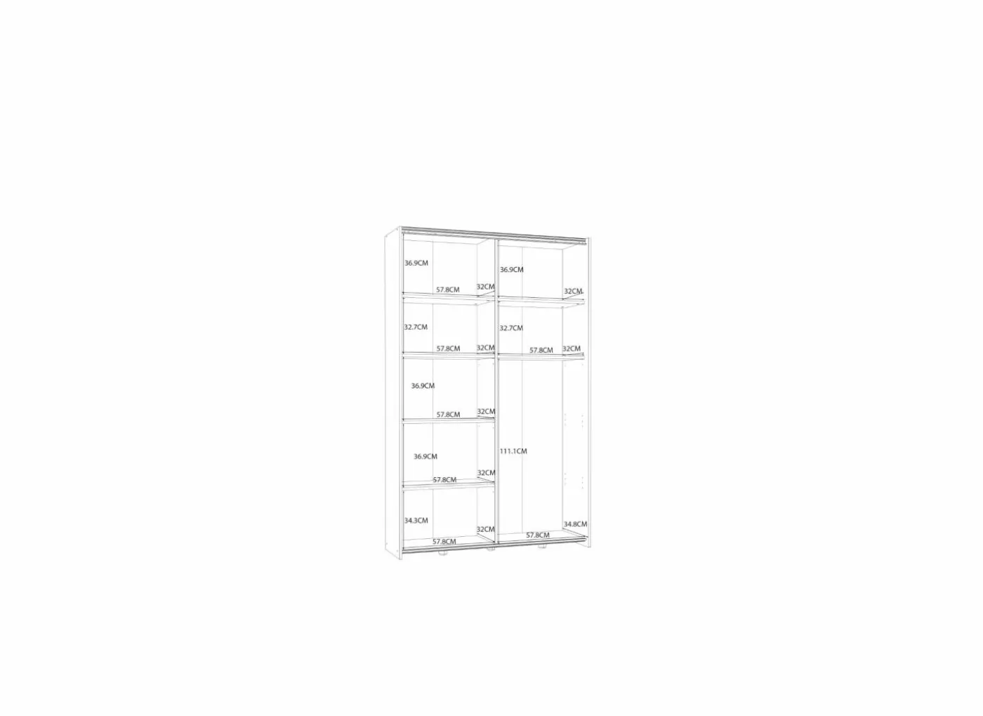 Schuifdeurkast Ozzula 120cm - decor - wit