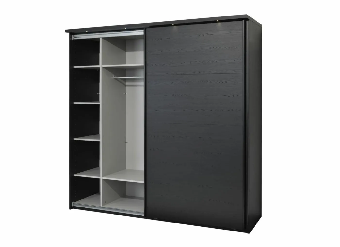 Schuifdeurkast Rosie 245cm - melamine - zwart