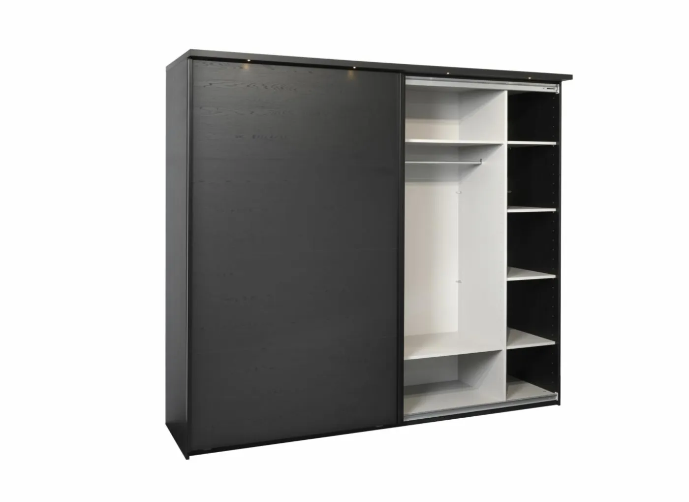 Schuifdeurkast Rosie 245cm - melamine - zwart