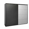 Schuifdeurkast Rosie 245cm - melamine - zwart