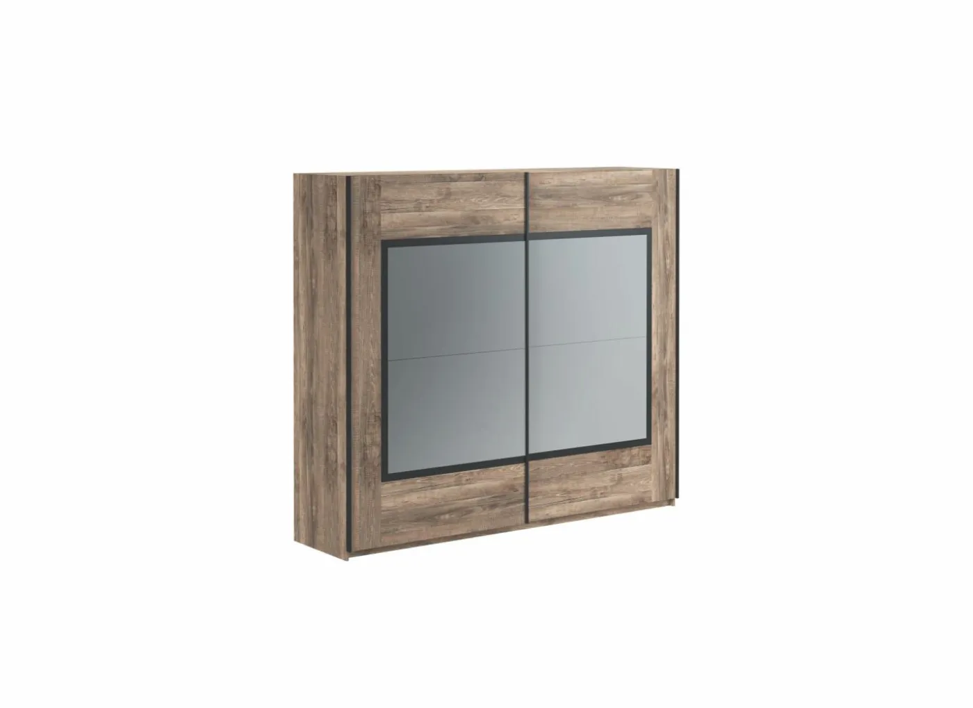 Schuifdeurkast Veronique 244cm - decor & glas - zwart
