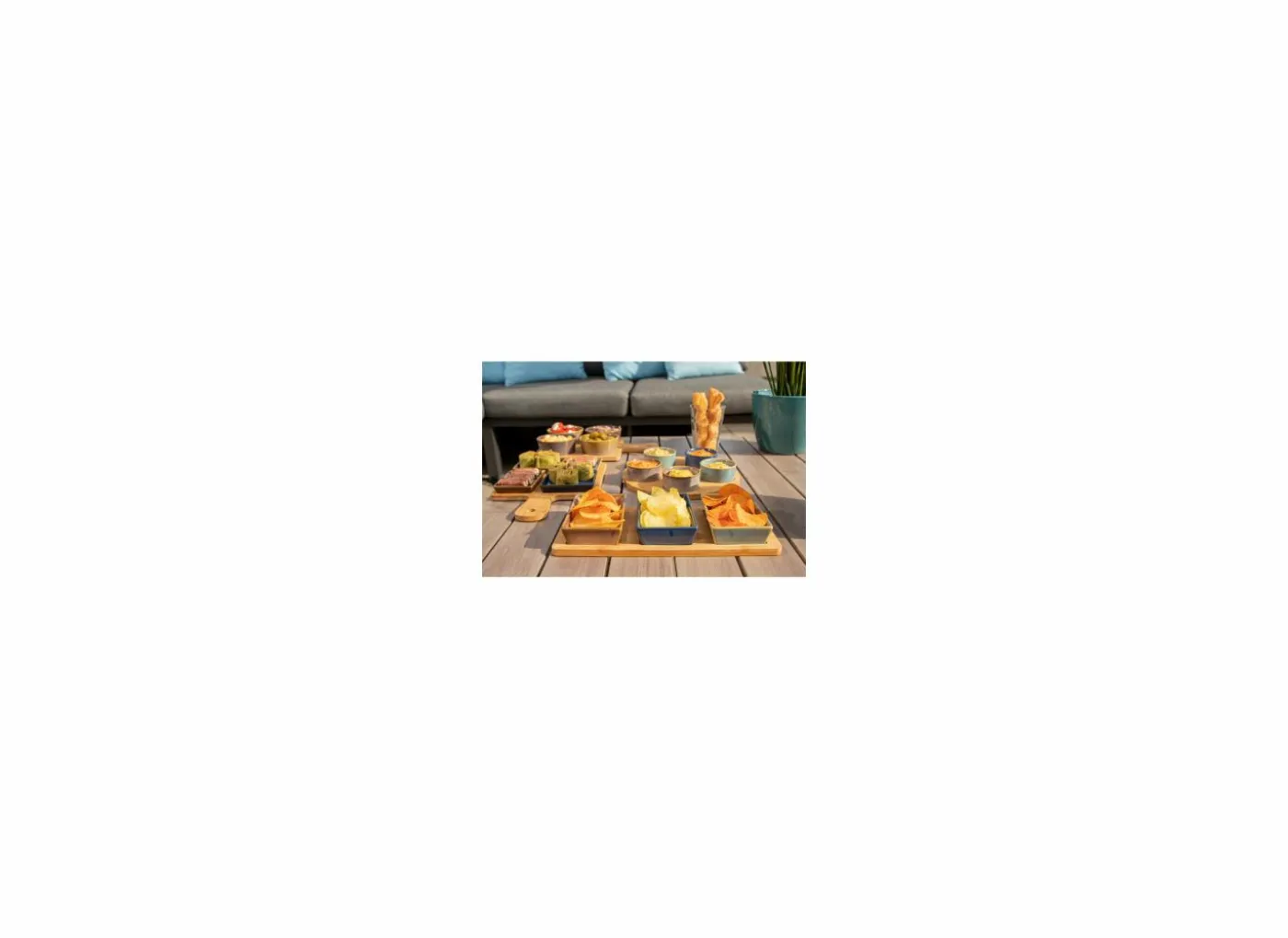 Serveerplank met 3 cups 31x14,5cm - keramiek - multicolor