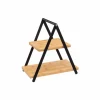 Serveertoren 2 niveaus 28x15,6cm - metaal & FSC - bruin