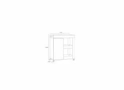 Serveerwagen 78cm - decor - artisanale eik
