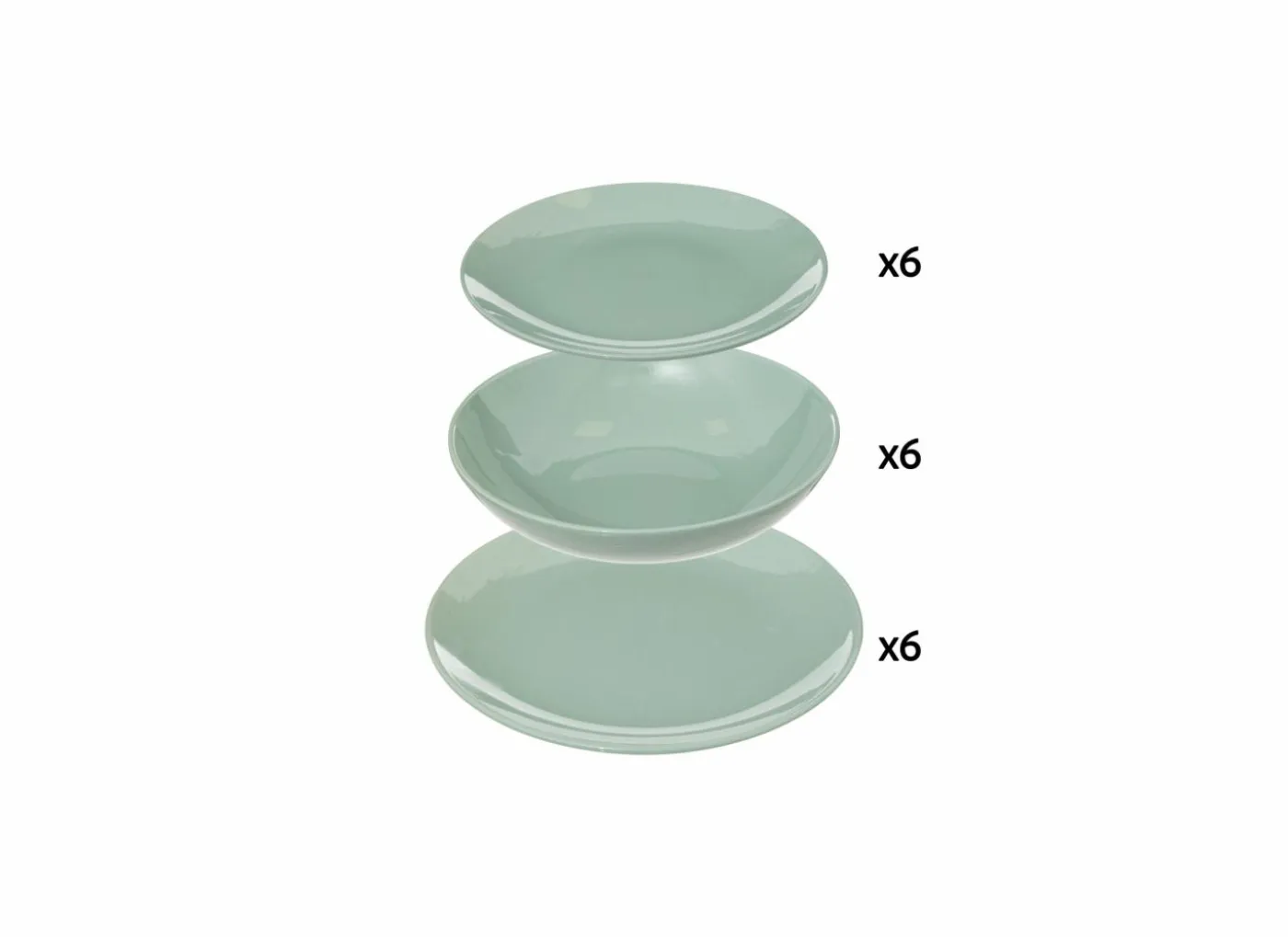 Serviesset Colorama 18-delig - stoneware - muntgroen
