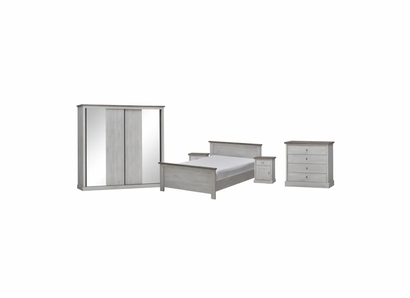 Slaapkamer Eline met bed 160x200cm - kleerkast 225cm - commode 85cm