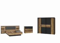 Slaapkamer Jabim met bed 160x200cm - kleerkast 209cm - commode 100cm