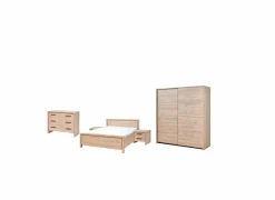Slaapkamer met bed 180x200cm - kleerkast 203cm - commode 110cm en 2 nachtkastjes