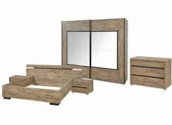 Slaapkamer met bed 180x200cm - kleerkast 245cm - commode 120cm en 2 nachtkastjes