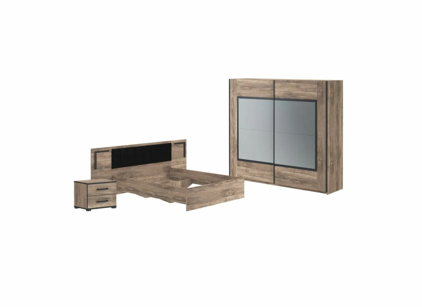 Slaapkamer Veronique met bed 160x200cm - kleerkast 244cm - 2 nachtkastjes