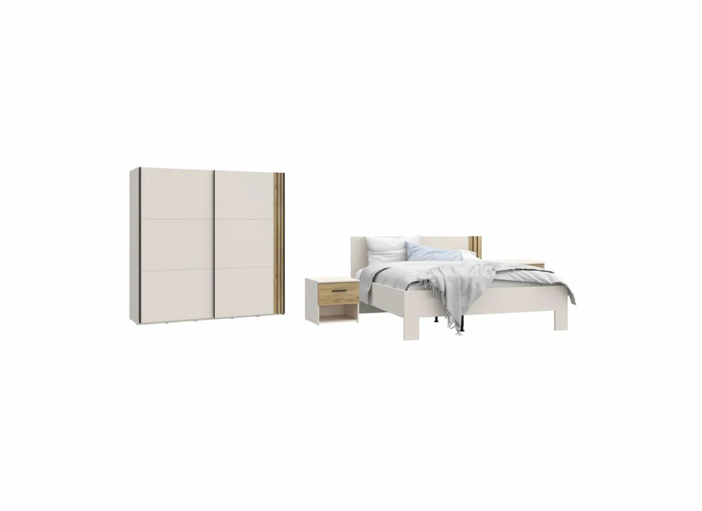 Slaapkamer Waikato met bed 160x200cm - kleerkast 220cm en 2 nachtkastjes