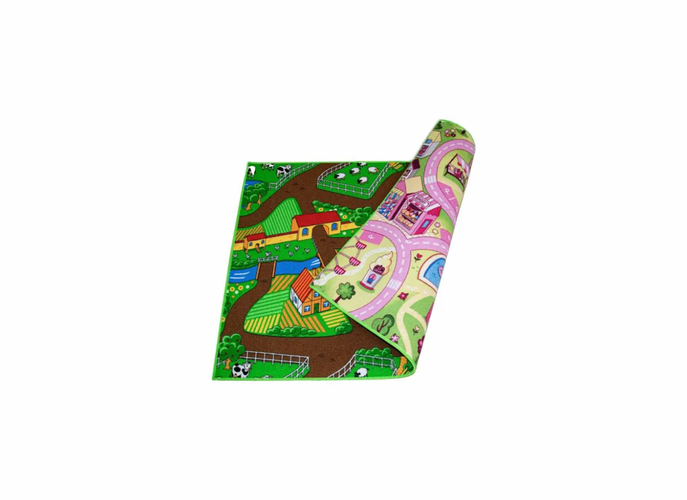 Speelmat Duoplay Farm Life/Sweet Town 95x133cm - stof - multicolor