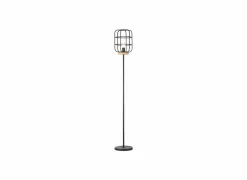 Staande lamp Gwen H163cm E27 - hout massief & metaal - zwart