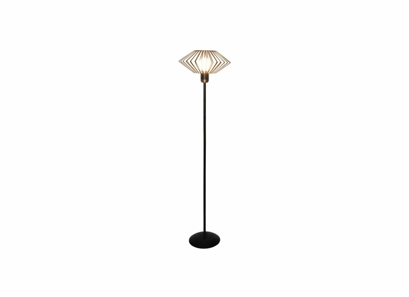 Staande lamp H150cm E27 - staal - zwart & koper